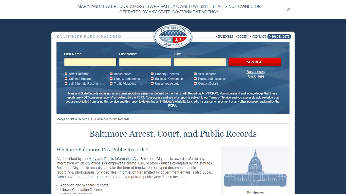 Baltimore Arrest and Public Records | Maryland.StateRecords.org