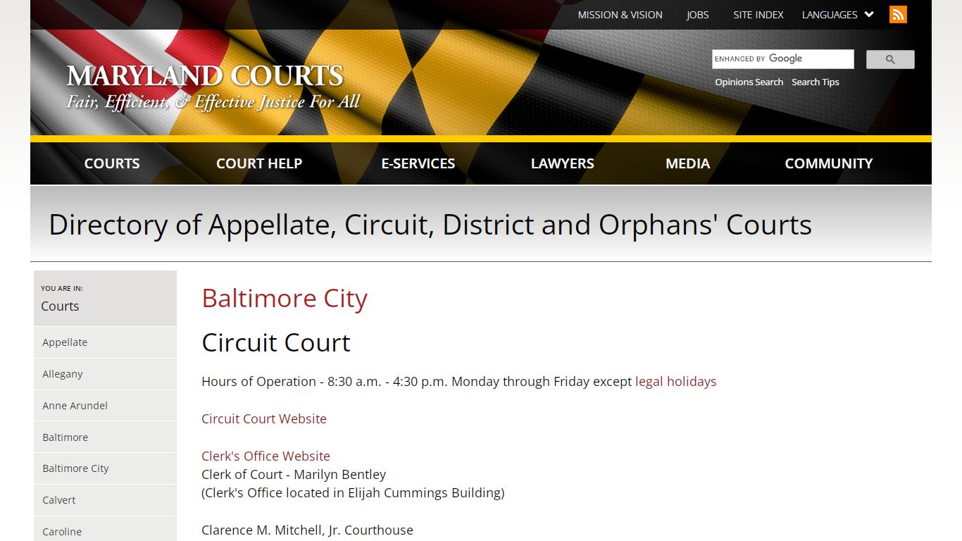 Baltimore City | Maryland Courts